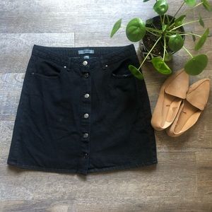 Refuge black button up jean skirt
